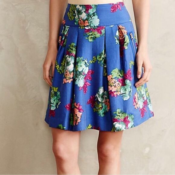 New! Anthropologie Maeve Floral Fit and Flare Floral Skirt Sz 2 - Picture 2 of 7